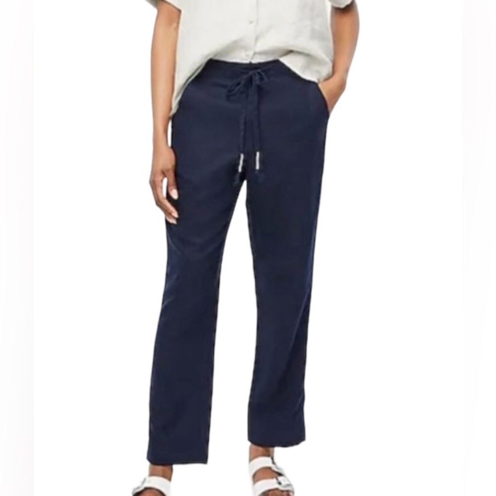NEW J. Crew Navy Linen Blend Tie-waist Seaside Pant Size XL